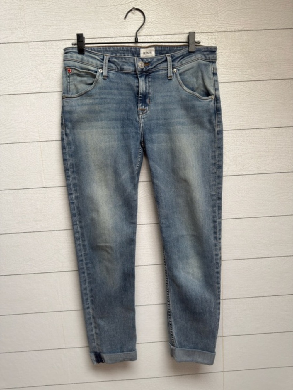 Hudson Bacara Straight Crop Jeans Light Wash Faded Blue Boyfriend Size 29